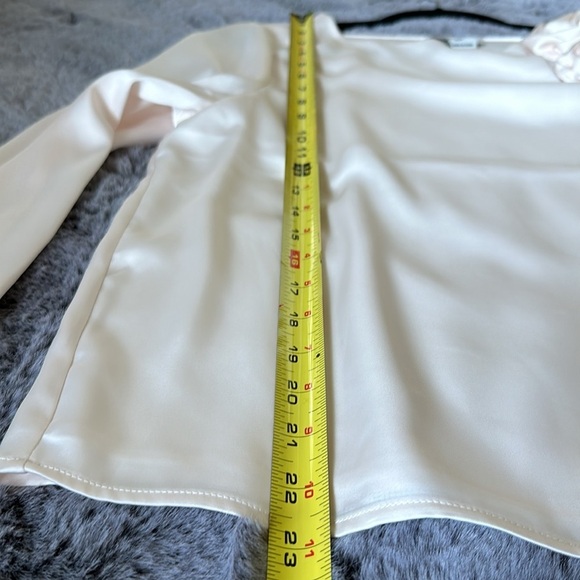 Rachel Zoe Cream champagne front-lined 3d floral statin style blouse size M nwot - Picture 10 of 11